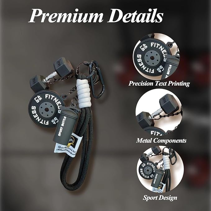 Colorful Fitness Keychain Set, Silicone Dumbbell and Kettlebell Charm, Metal Clasp, Motivational Gym Bag Accessory, Workout Gift