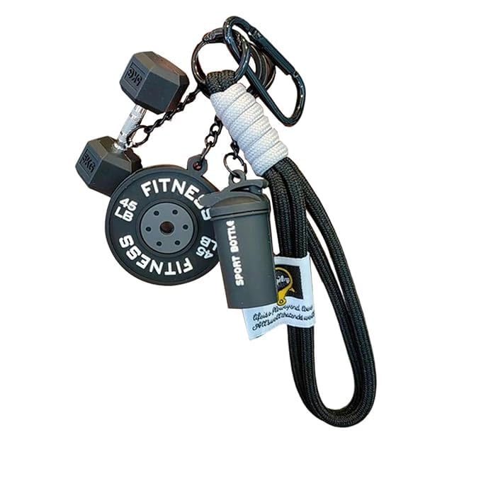 Colorful Fitness Keychain Set, Silicone Dumbbell and Kettlebell Charm, Metal Clasp, Motivational Gym Bag Accessory, Workout Gift