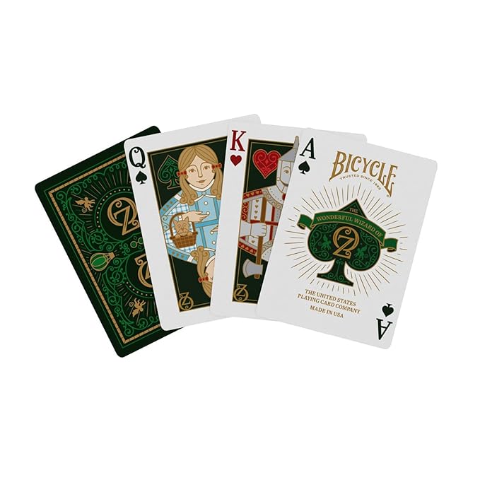 Bicycle Wizard of Oz Playing Cards, Oz Inspired Playing Card Deck, Emerald and Gold, 1 Deck