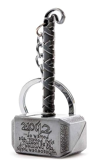 Thor Hammer Metal Keychain, Ironman Tony Stark Revolving Arc Reactor Metal Keyring, Pack of 2