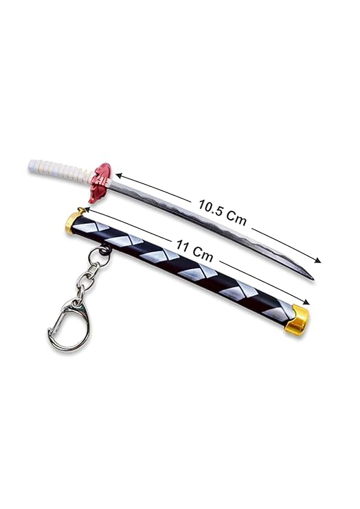 Katana with Lock system and Scabbard Collectable Anime Toy Keychains | Mini Samurai Sword Key Ring for Car, Bike & Bag | Anime Inspired Gift for Bike - (Pack of 1 piece)