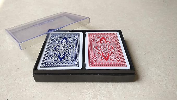 Premium Plastic Playing Cards with Case (2 Decks) - Made in India, Bridge Size, Waterproof - Multicolor, Pack of 2