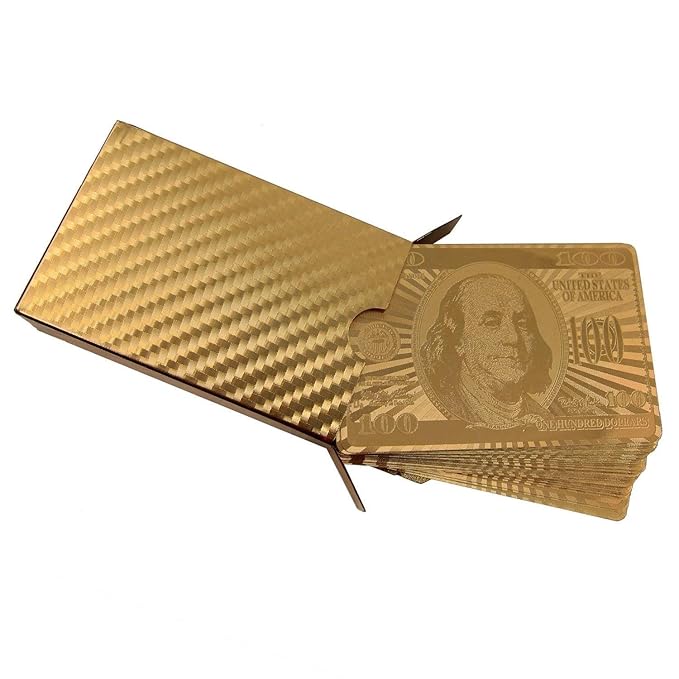 Niku Gold Plated Poker Playing Cards, Classic PVC Poker Table Cards for Adults, Pack of 54 Cards