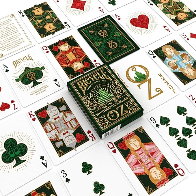 Bicycle Wizard of Oz Playing Cards, Oz Inspired Playing Card Deck, Emerald and Gold, 1 Deck