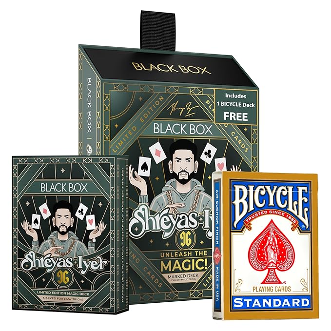 Limited Edition Black Box X Shreyas Iyer Playing Cards Educational Board Game Marked Deck for Magic, Poker & Cardistry, for Adult