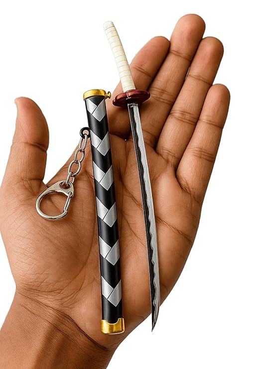Katana with Lock system and Scabbard Collectable Anime Toy Keychains | Mini Samurai Sword Key Ring for Car, Bike & Bag | Anime Inspired Gift for Bike - (Pack of 1 piece)