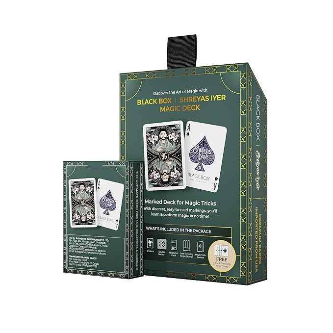 Limited Edition Black Box X Shreyas Iyer Playing Cards Educational Board Game Marked Deck for Magic, Poker & Cardistry, for Adult
