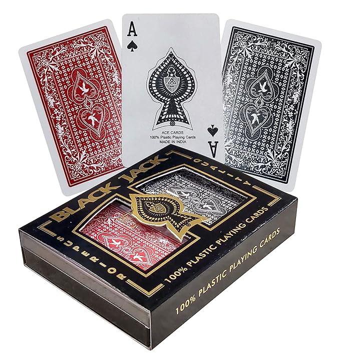Premium Plastic Playing Cards with Case (2 Decks) - Made in India, Bridge Size, Waterproof - Multicolor, Pack of 2